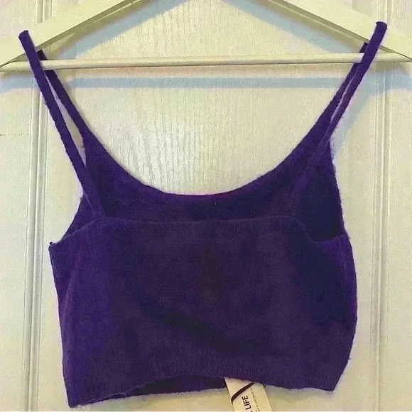 ❣️Zara Dark Purple Flower Beaded Wool Knit Crop Top NWT Size Small, smoke free - Picture 7 of 14